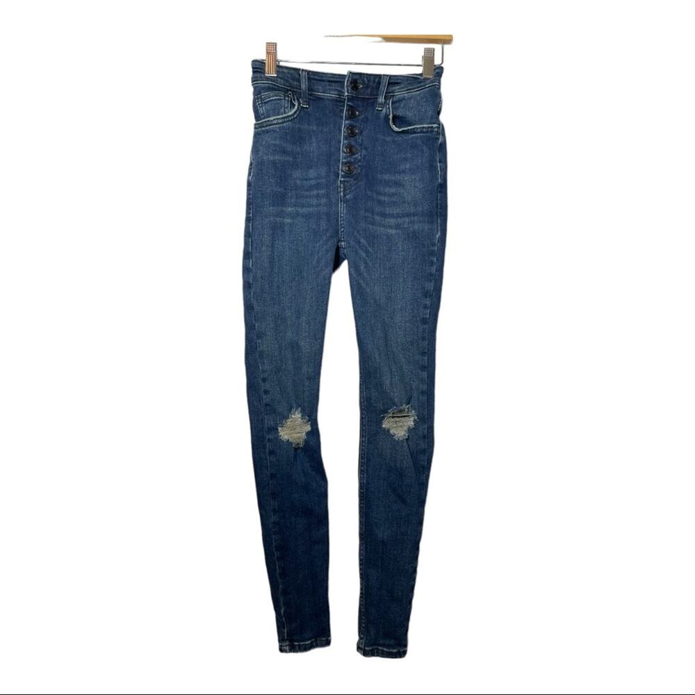 Free People We the Free Button Fly High Rise Skinny Jeans 25
